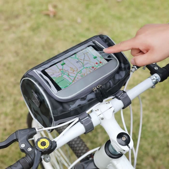 Sac-Sacoche Vélo Guidon VTT étanche Porte-bagages Téléphone Smartphone écran Tactile Porte-bagages Multifontions pour Cyclisme