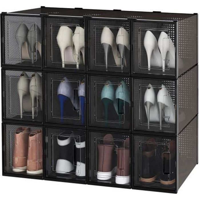 Armoire à Chaussures - MEERVEIL - Modulable - 12 Casiers - Blanc -  Cdiscount Maison