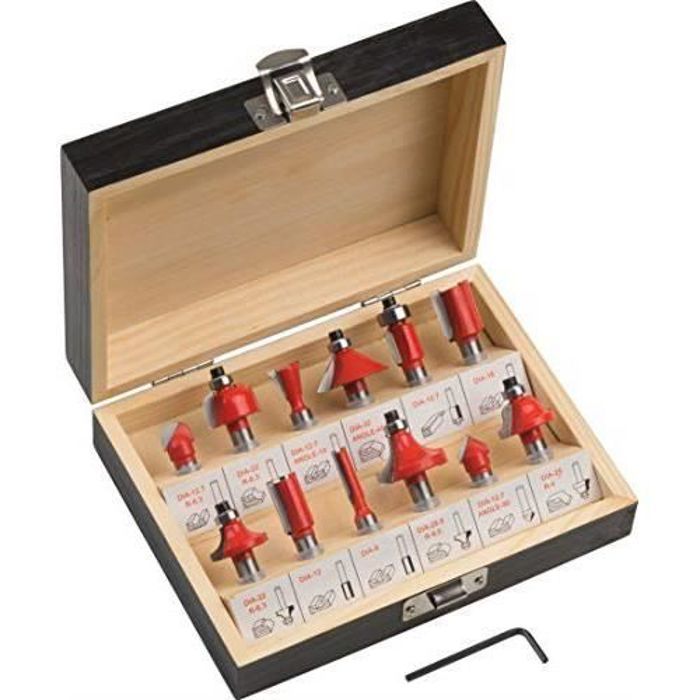 Lot De 35 Fraises Pour Défonceuse - Tige 8mm - Kit Bois Complet Pour Menuiserie