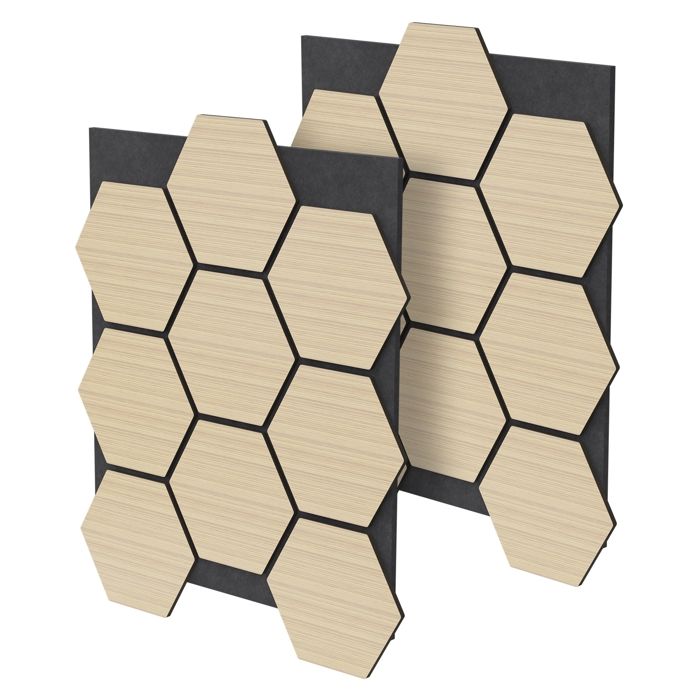 Lot De 2 Panneaux Acoustiques En Bois Design Élégant 120 X 60 Cm – Chêne Noir, Isolation Phonique Haut De Gamme B1 Ignifugé