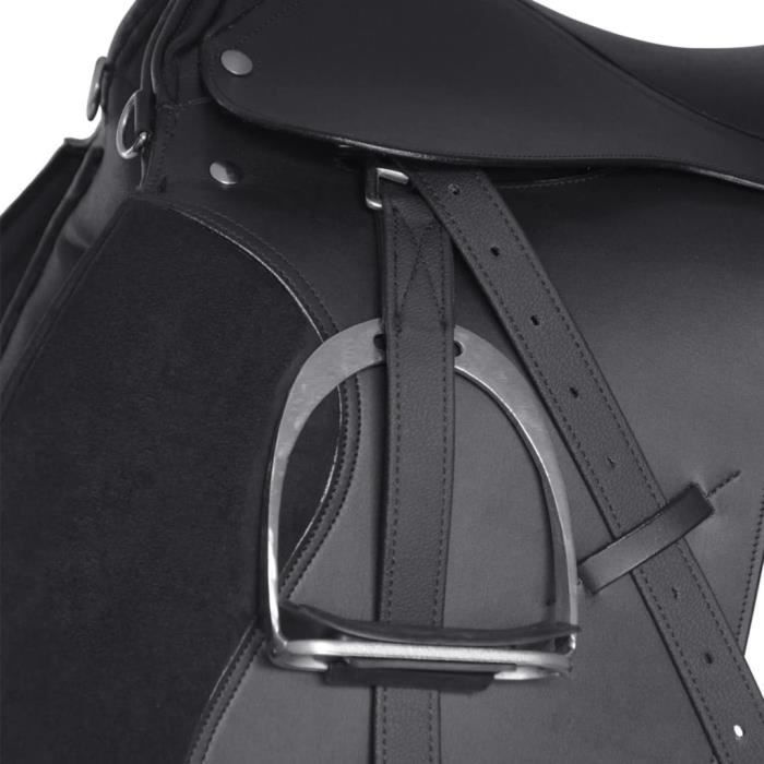 Meilleurs prix pour Set de selle équitation 5 en 1 - MOTHINESSTO - 17,5" - Cuir véritable - Noir - Confortable et durable
