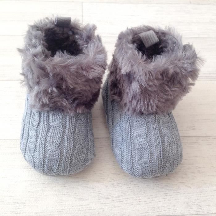 Bottes Boots Souples Bebe Modele Gris Tricot Gris Cdiscount