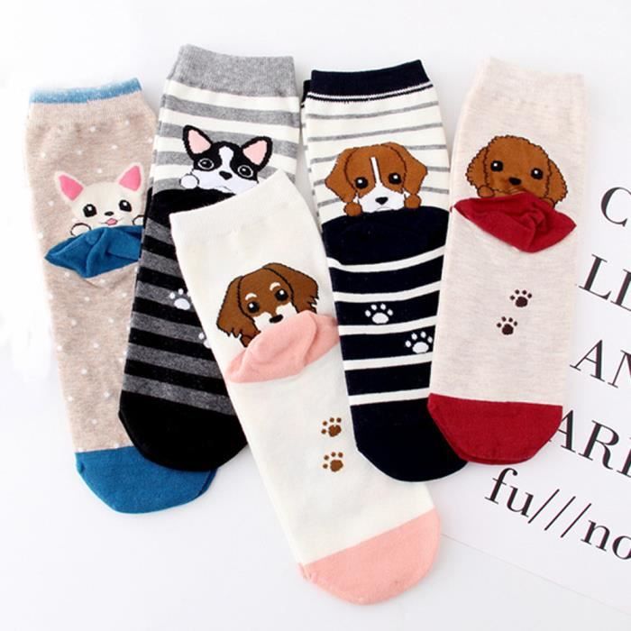 5 Paire Femme Fille Chaussettes Sport Socquettes Coton Soft Socks Cadeau Cartoon 