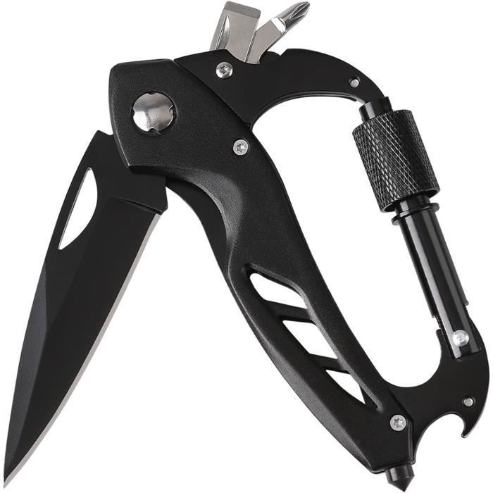Mousqueton Multifonction 8 En 1 Pour Camping Et Outdoor - Acier Inoxydable - Décapsuleur, Scie, Tournevis - Idéal Cadeau Homme
