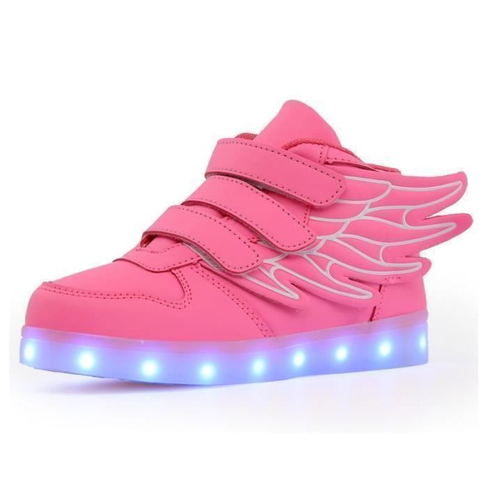 INSFITY Chaussures Enfant INSFITY Avec Ailes LED - Rose - Lacets - Plat