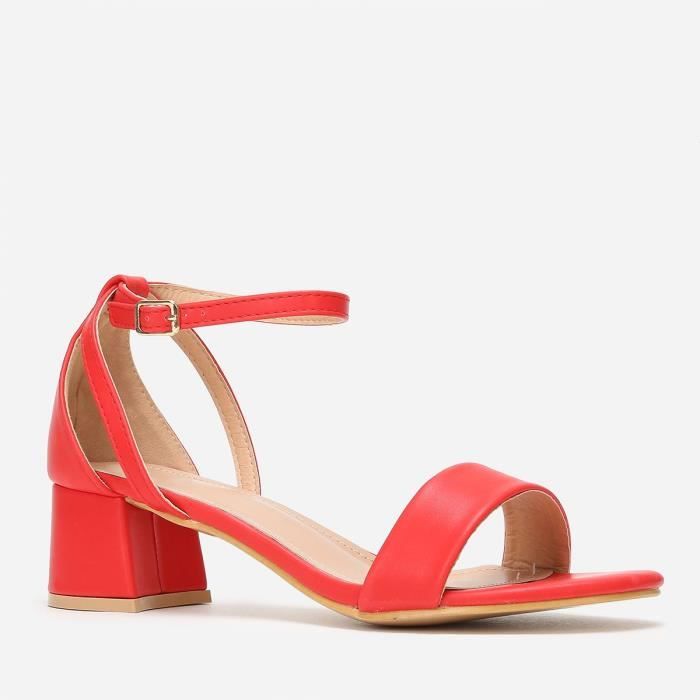 Sandale talon carre shop rouge