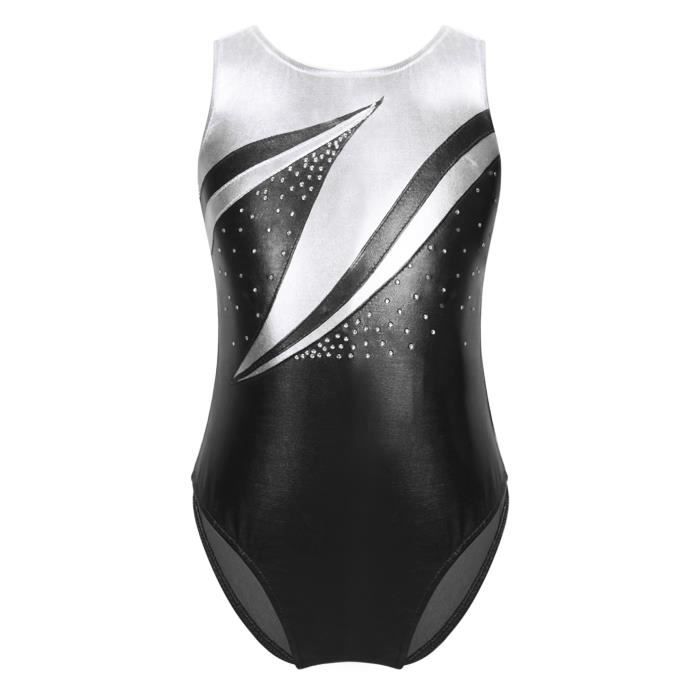 Justaucorps De Gymnastique Fille Avec Short & Bandeau - Ensemble Color-Block & Strass - Taille 6-16 Ans - DPois