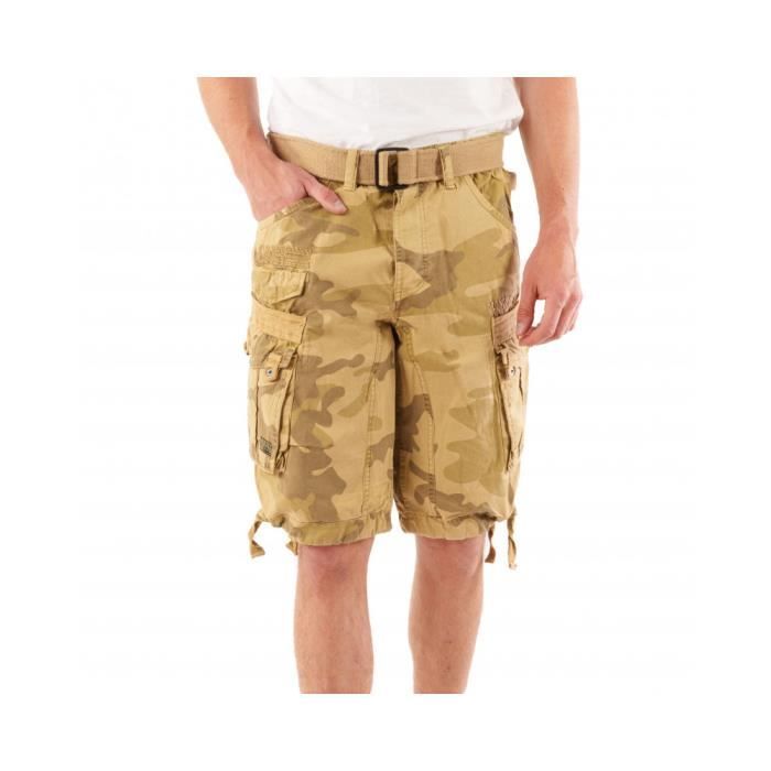 Bermuda Homme Casual Coton - Geographical Norway - PANORAMIQUE MEN - Camo Beige S