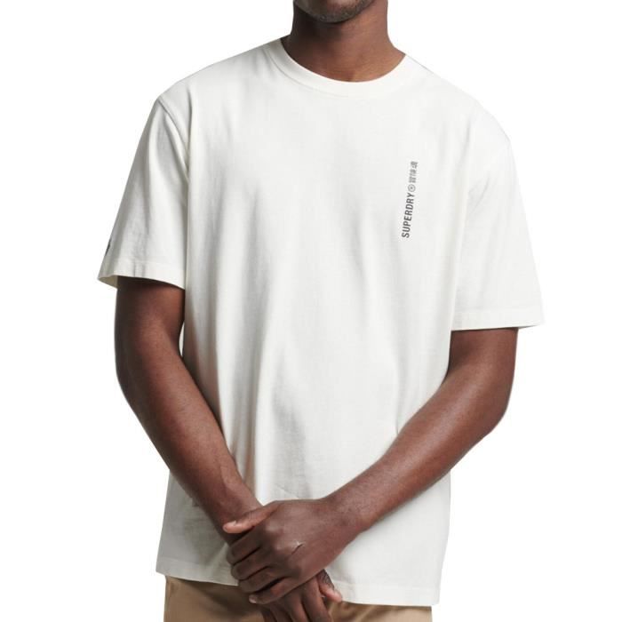 T-shirt Superdry Blanc Taille M - Occasion Impeccable, Manches Courtes, Coton