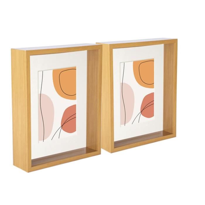 Cadre Vitrine Shadow Box - 21,7 X 26,7 Cm - MDF Noir - Avec Fente Pour Insérer Billets, Coquillages, Souvenirs - Présentation Murale Ou Sur Table