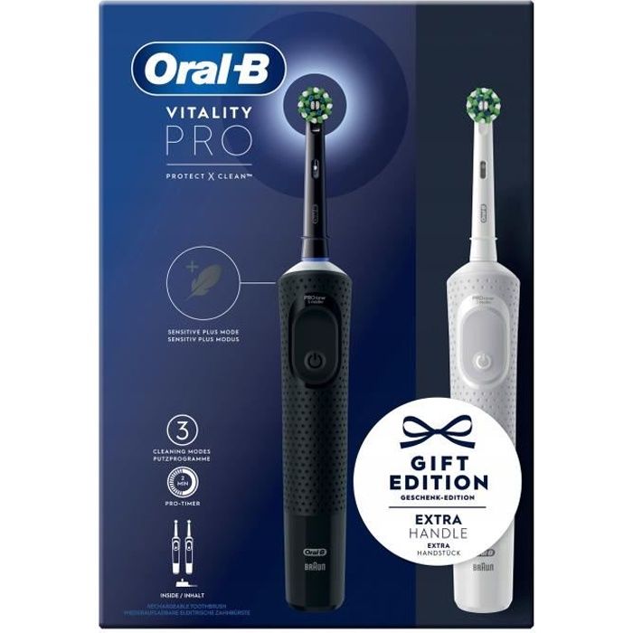 Oral-B Vitality Pro D103 Duo Noir/Blanc brosse à dents à deux packs