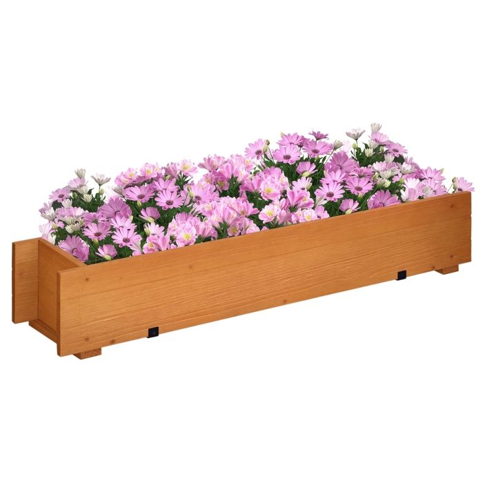 Jardinière rectangulaire - Outsunny - bois carré potager à suspendre avec 2 crochets balcon - bois - 91x18x165cm - marron