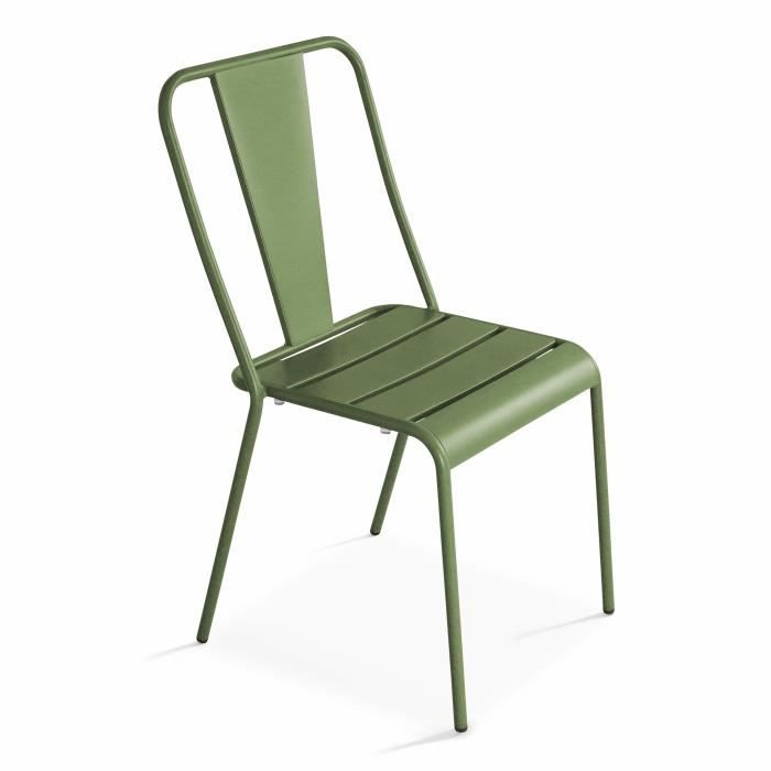 chaise de jardin bistrot en métal - oviala - dieppe - vert cactus - style industriel