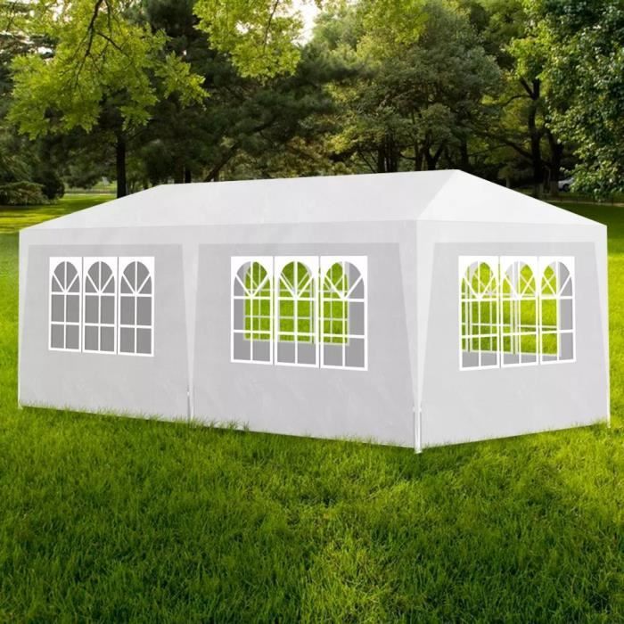 Tonnelle de jardin Tente de réception Chapiteau Blanc 3x6m
