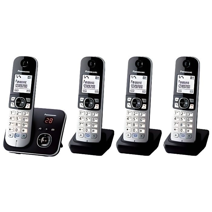 Téléphone sans fil avec répondeur PANASONIC KX-TG6824GB noir Quattro