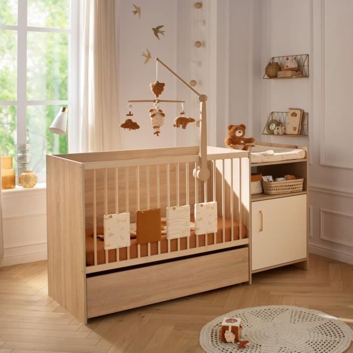 Lit combiné - 120 x 60 cm - Evolutif en 90 x 190 cm - CHARLIE - SAUTHON - Crème