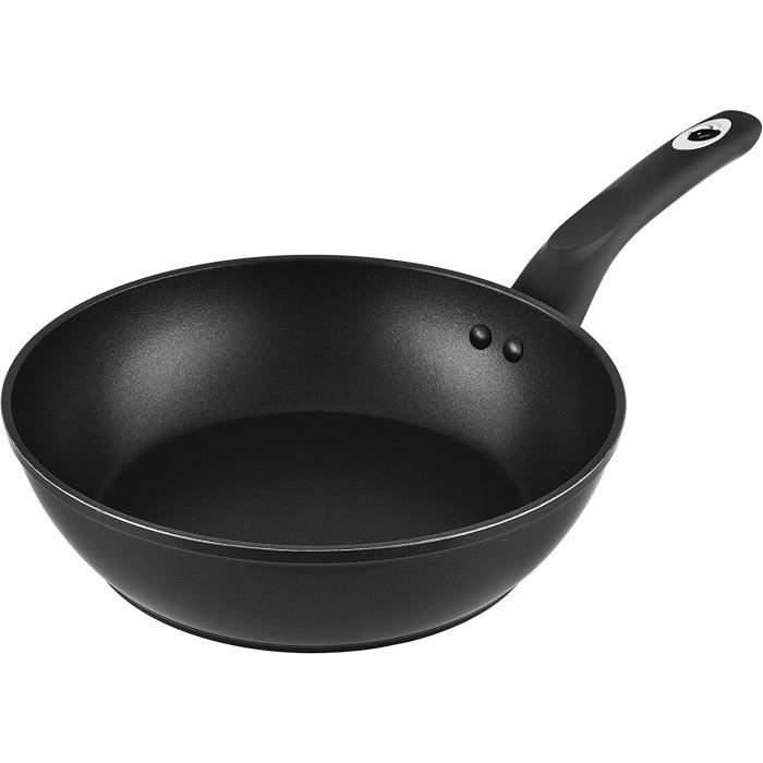Crealys Poêle Aluminium 28 Cm Antiadhésive Induction - Manche Bakélite