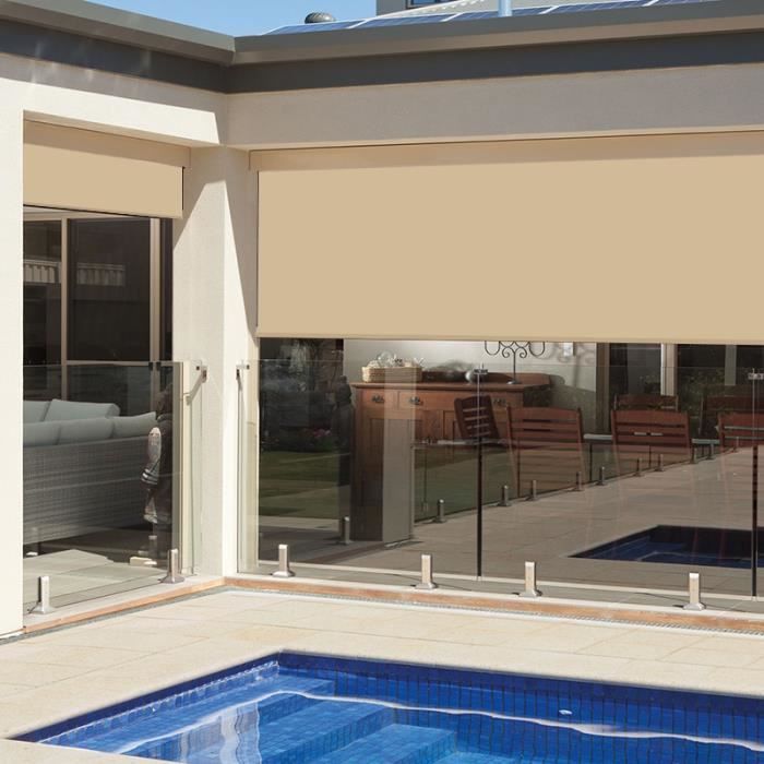 Store vertical enrouleur extérieur pour terrasse ou balcon - Blanc laqué - Dune - 1,4 x 2,5 m