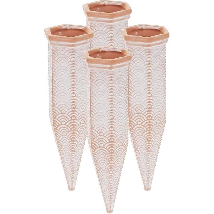 Cônes D'Arrosage Automatique Relaxdays - Lot De 10 - Terre Cuite - Pour Plantes D'Intérieur/Extérieur
