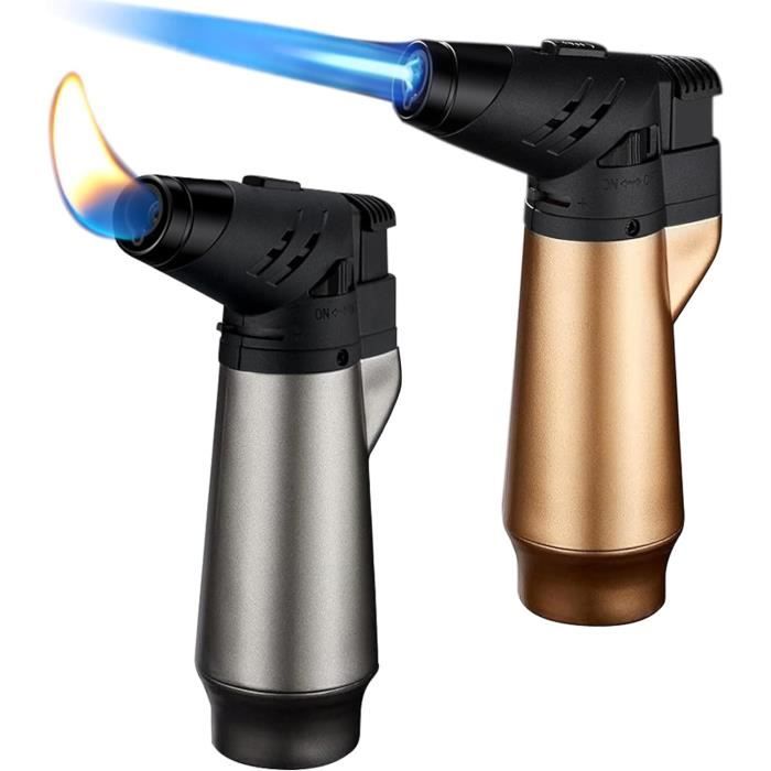 2 Briquets Tempêtes, Briquet Gaz Rechargeable, Jet Flamme Briquet Tempete Avec Verrouillage De
