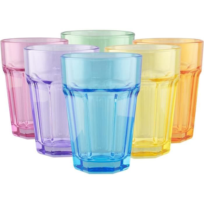 Pasabahce Lot De 6 Verres à Eau Colorés 285 Ml - Verres Multicolores Vifs Et Élégants