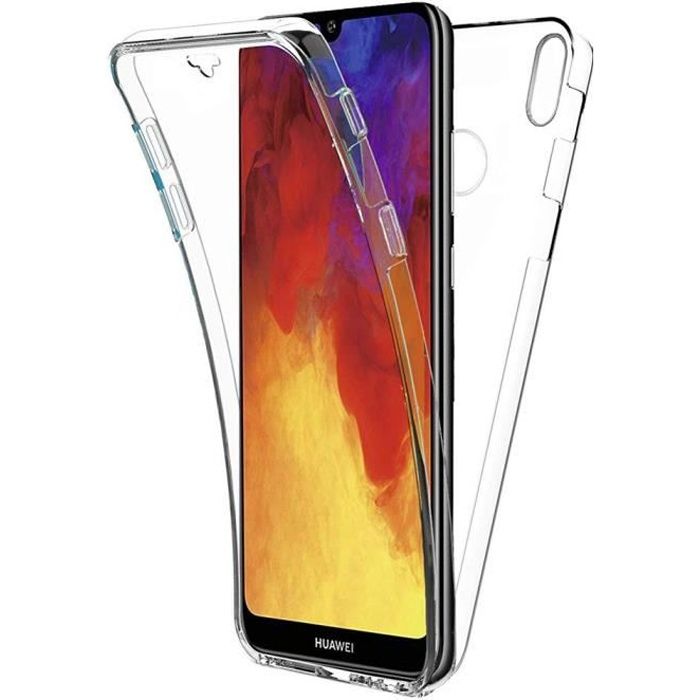 Housse Etui Gel TPU Silicone Intégrale Transparent Protection Full Silicone Souple Ultra Mince Tactile Deux Parties Avant Arrière Emboitable PHONILLICO Coque Huawei Y6 2019