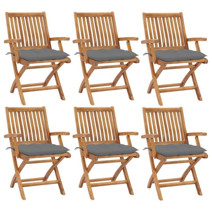 vidaXL Chaises pliables de jardin 6 pcs Teck - vue 2