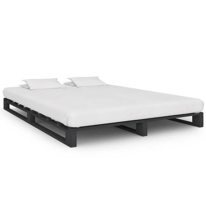 vidaXL Cadre de lit de palette sans matelas gris 140x200cm bois massif 285251