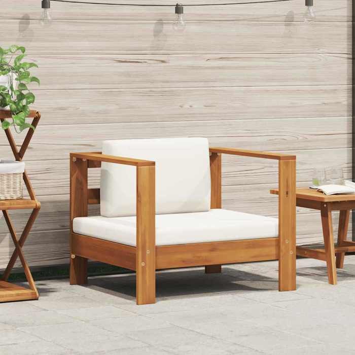 vidaXL Chaise de Jardin avec Coussin Siège de Patio Fauteuil de Terrasse Chaise dExtérieur Balcon Arrière-Cour Crème Bois 47272