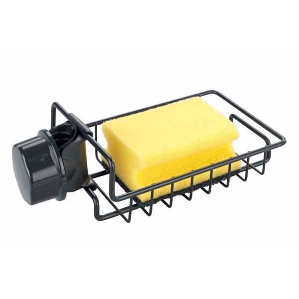 2 Porte-Éponges Auto-Adhésifs Inox - Support Éponge Évier - Adhésif 3M 5kg - Noir
