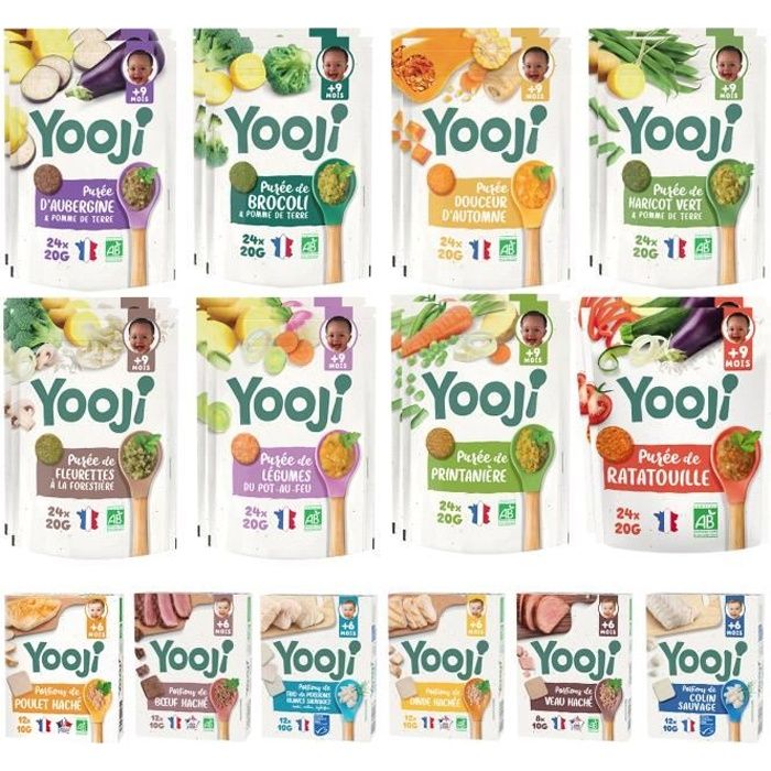 Purees Bio De Legumes Premiers Morceaux Viandes Francaises Et Poissons Msc Yooji Pour Bebe De 9 A 12 Mois 60 Repas Achat Vente Legumes Cuisines Purees Bio