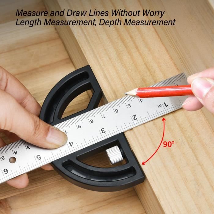 XIJ Règle De Bord Du Travail Du Bois Règle D'angle De Menuiserie De Rapporteur D'angle Pour La