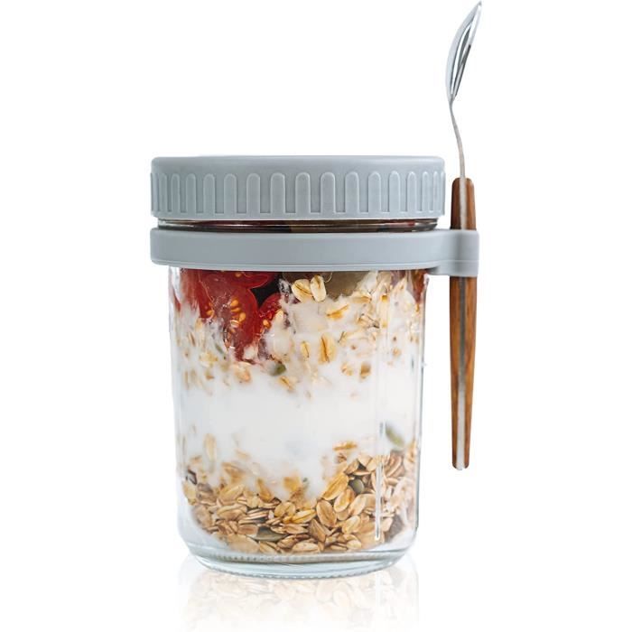 Pot davoine avec couvercle et cuillère Avec marqueur de mesure Convient pour transporter avec vous (gris) nosku