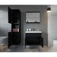 Meuble de salle de bain Montréal - Armoire de rangement avec lavabo noir brillant 60cm-1