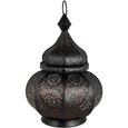 Petite Lanterne marocaine en métal Ziva 30cm noir | Photophore marocain pour l’extérieur au jardin ou l’intérieur sur la tabl 56-1