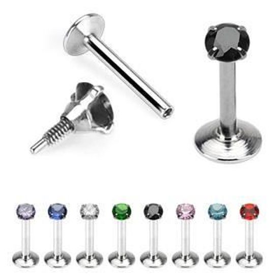 labret acier strass rond de 2 mm traguis,cartilage,labret décalé mouche