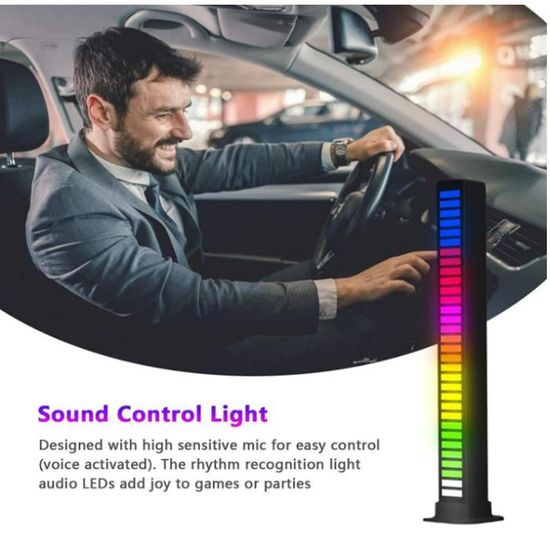 Barre LED RGB Rechargeable Avec Capteur De Son - Synchronisée à La Musique - Ambiance Lumineuse Pour Voiture, PC, Chambre
