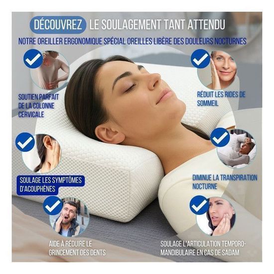 CUZEP Oreiller Ergonomique Cervical,Oreiller Anti Rides,Oreiller Memoire Forme,pour Les dormeurs sur Le côté, Le Dos et Le Ventre avec taie d' oreiller Respirante CUZEP Oreiller Ergonomique Cervical,Oreiller Anti Rides,Oreiller Memoire Forme,pour Les dormeurs sur Le côté, Le Dos et Le Ventre avec taie d' oreiller Respirante