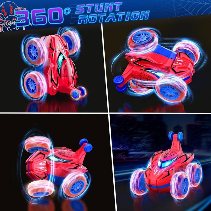 Voiture RC Cascadeur 8WD 2,4 GHz - Rotation 360°, éclairage LED, 2 Batteries - Télécommande Pour Enfants 3-12 Ans - Intérieur/extérieur