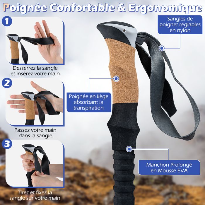 Quel Bâton Pour La Randonnée Bâton Randonnée Télescopique Aluminium - Réglable 50-110cm, Antidérapant Pour Trek Et Escalade Kry T Bâton Aluminium Réglable Antichoc Quel Bâton Pour La Randonnée Bâton Randonnée Télescopique Aluminium - Réglable 50-110cm, Antidérapant Pour Trek Et Escalade Kry T Bâton Aluminium Réglable Antichoc