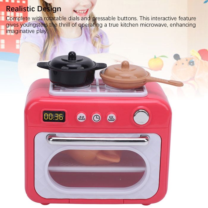Tomaibaby Mini Micro-ondes Rose - Jouet Accessoire Maison De Poupée, Modèle Enfant Décoratif, 11,5 X 6 X 6,3 Cm