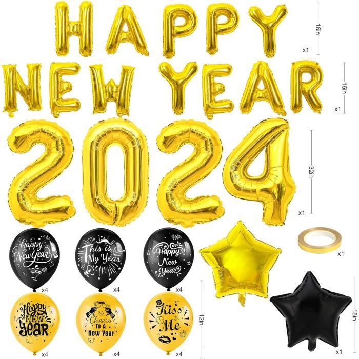 Decoration Nouvel An 2024, Deco Fete Nouvelle Année, Bonne Année Bannière  Ballons, 2024 Ballons Géants, Nouvel An Ballon Lat[n5082] - Cdiscount Maison