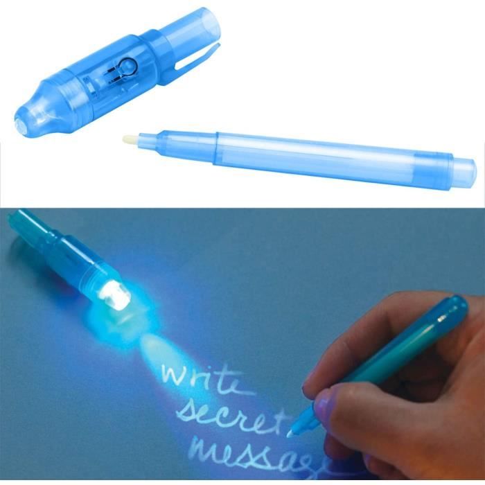 Lot de 7 stylos à lumière UV avec stylo à encre invisible pour