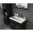 Meuble de salle de bain Montréal - Armoire de rangement avec lavabo noir brillant 60cm-2