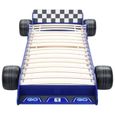LEXLIFE Lit voiture de course Enfant en bois - 90 x 200 cm - Cadre de lit - Bleu-2