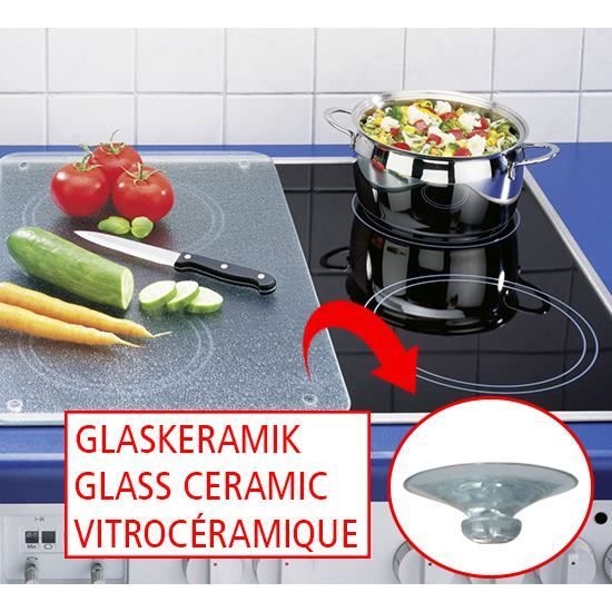 Plaque Protection Plaques Cuisson Wenko - Verre Trempé Multicolore 50x56cm - Planche Découpe Et Extension