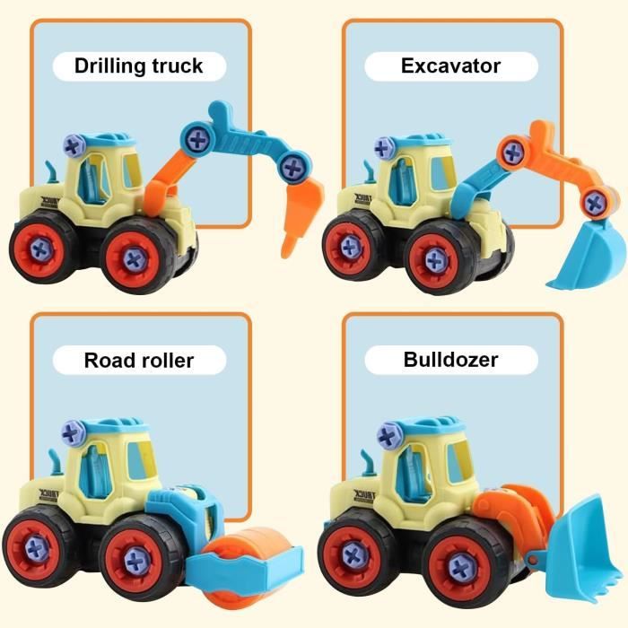 ECTEATOY Véhicules de Construction Tracteur DIY Démonter Jouet Véhicules Chantier Démontage