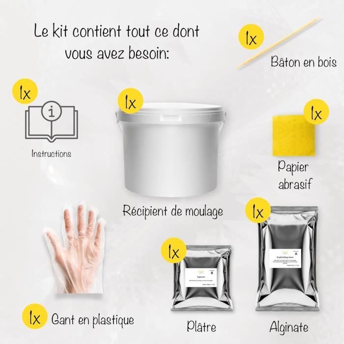 susunor Kit de Moulage Main Couple, Empreinte 3D Bebe Adultes Famille Pieds et Mains, Idee Cadeau Femme et Homme Alginate, Cadeau Amoureux avec Plâtre pour Moulages, Sculpture d'art Décoratif