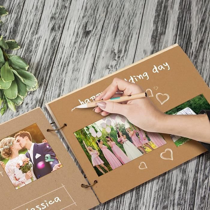 Ensemble Album De Mariage Otagiri Laqué – Grand, Petit, Livre D’or – Recharge Incluse