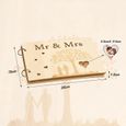 Livre d'Or de Mariage en Bois 40 Feuilles Mr&Mrs Album  Personnalisé Rustique Livre d'Invité Message pour Fête Réception Mariage-3
